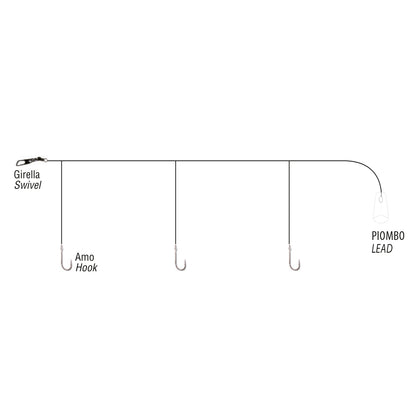 Lineaeffe Terminale 3 ami e piombo per bolentino