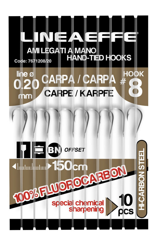 Anzuelos Lineaeffe para carpas de fluorocarbono de alta calidad