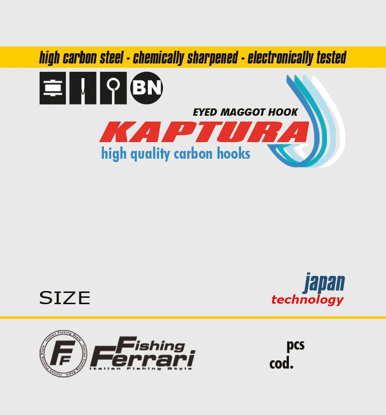 Fishing Ferrari Kaptura Eyed Maggot Hook - MOQ 20